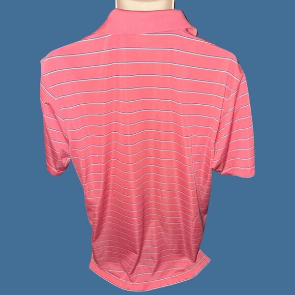 Peter Millar Summer Comfort Pink Stripe Golf Polo Size Medium #52 - Picture 6 of 6